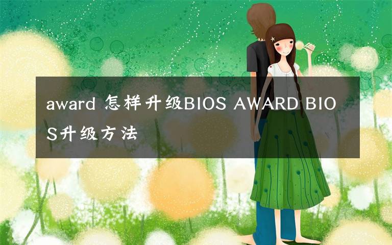 award 怎样升级BIOS AWARD BIOS升级方法