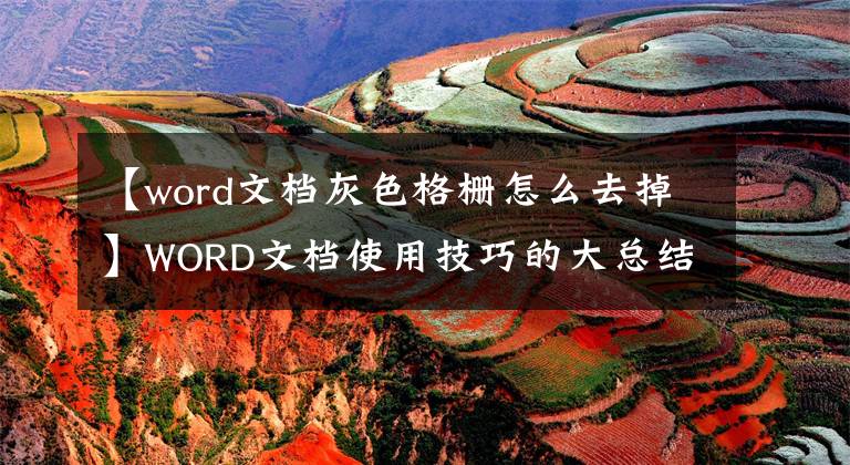 【word文档灰色格栅怎么去掉】WORD文档使用技巧的大总结，你想知道的都在这里。