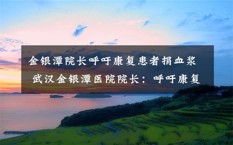 金银潭院长呼吁康复患者捐血浆 武汉金银潭医院院长：呼吁康复患者捐血浆