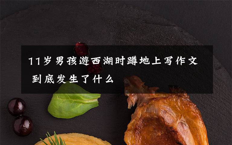 11岁男孩游西湖时蹲地上写作文 到底发生了什么文章配图