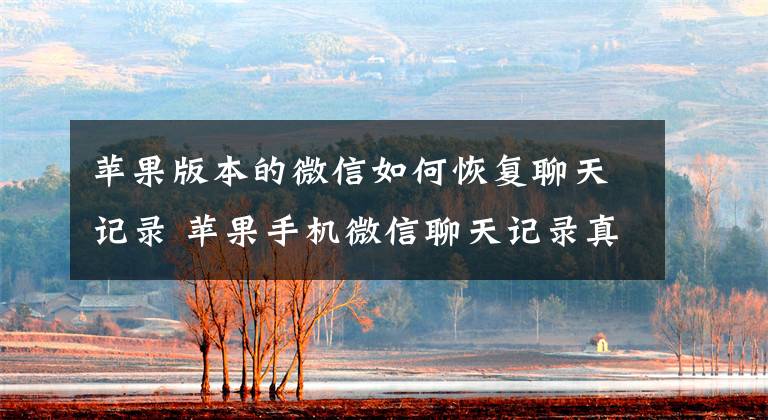 苹果版本的微信如何恢复聊天记录 苹果手机微信聊天记录真能恢复吗