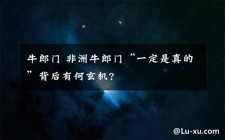 牛郎门 非洲牛郎门“一定是真的”背后有何玄机?