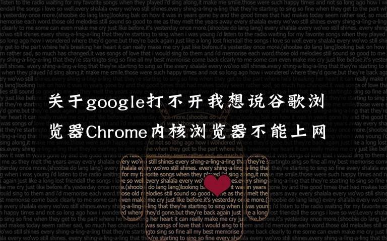 关于google打不开我想说谷歌浏览器Chrome内核浏览器不能上网怎么办？