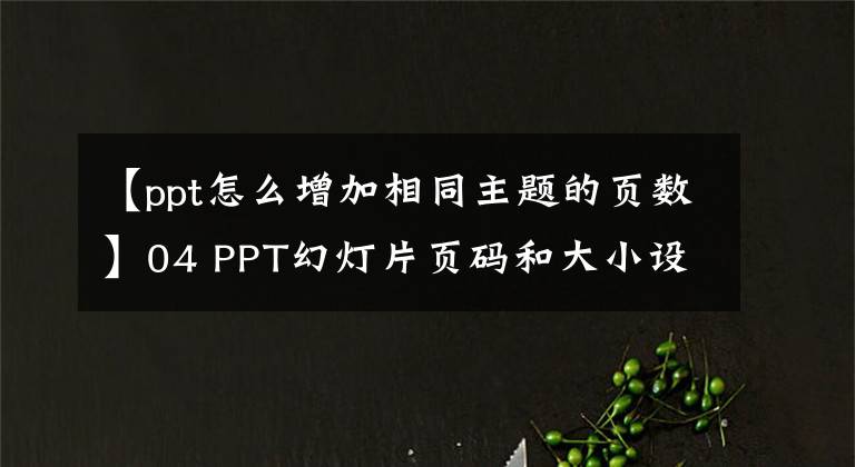 【ppt怎么增加相同主题的页数】04 PPT幻灯片页码和大小设置