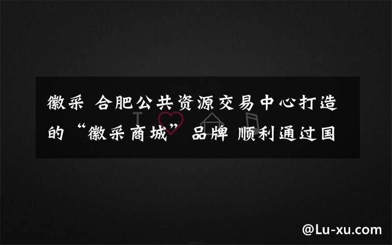 徽采 合肥公共资源交易中心打造的“徽采商城”品牌 顺利通过国家审核