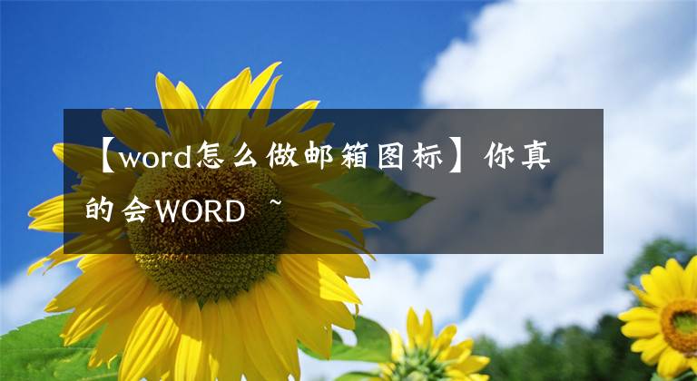 【word怎么做邮箱图标】你真的会WORD ~