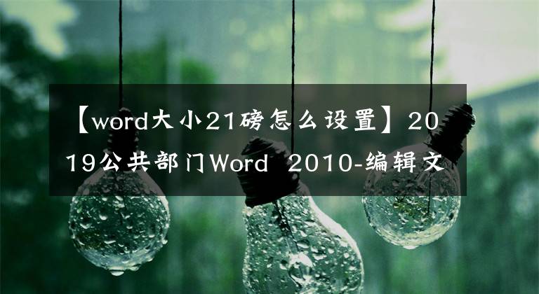 【word大小21磅怎么设置】2019公共部门Word 2010-编辑文件(1)