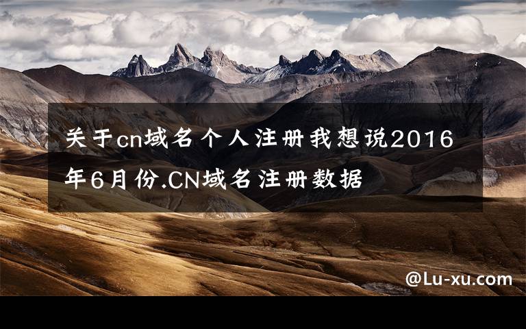 关于cn域名个人注册我想说2016年6月份.CN域名注册数据