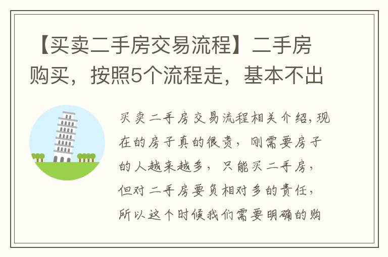 【买卖二手房交易流程】二手房购买，按照5个流程走，基本不出错，省了不少麻烦