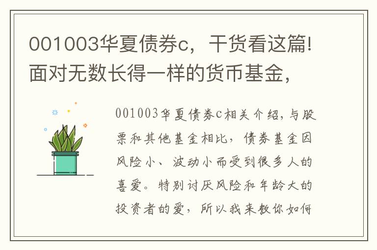 001003华夏债券c，干货看这篇!面对无数长得一样的货币基金，如何才能选出真正的致富黑马？