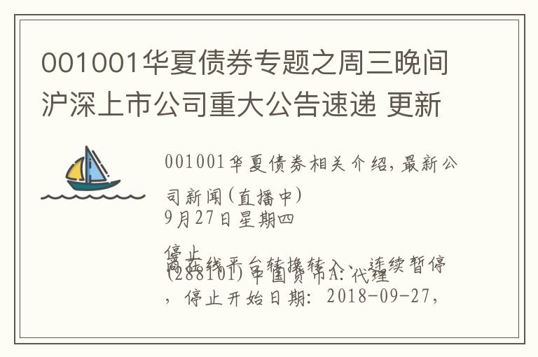 001001华夏债券专题之周三晚间沪深上市公司重大公告速递 更新中