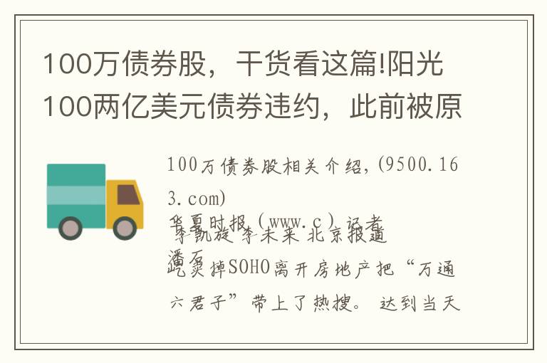 100万债券股，干货看这篇!阳光100两亿美元债券违约，此前被原高层举报19.8亿元贷款不合规「企业观察」