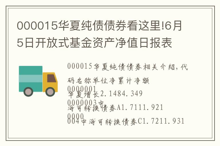 000015华夏纯债债券看这里!6月5日开放式基金资产净值日报表