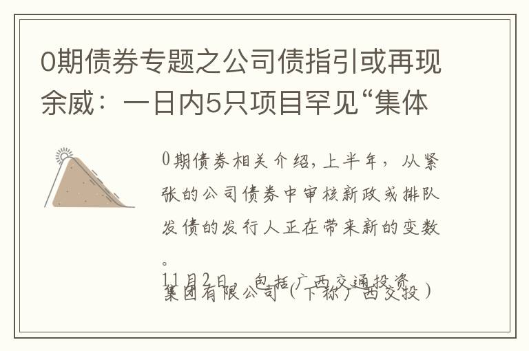 0期债券专题之公司债指引或再现余威：一日内5只项目罕见“集体”终止审查