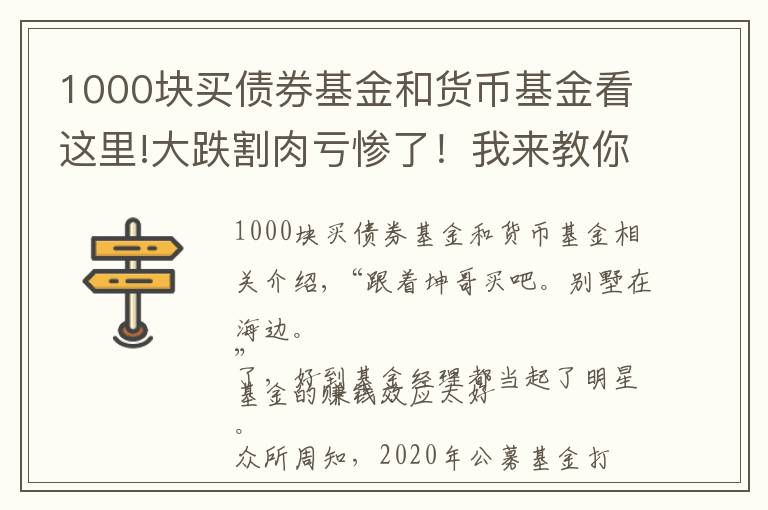 1000块买债券基金和货币基金看这里!大跌割肉亏惨了！我来教你基金怎么买