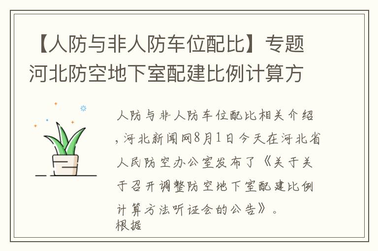 【人防与非人防车位配比】专题河北防空地下室配建比例计算方法调整么？即将听证