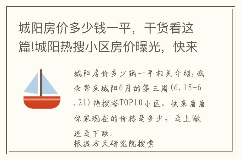 城阳房价多少钱一平，干货看这篇!城阳热搜小区房价曝光，快来看你家小区价格多少？