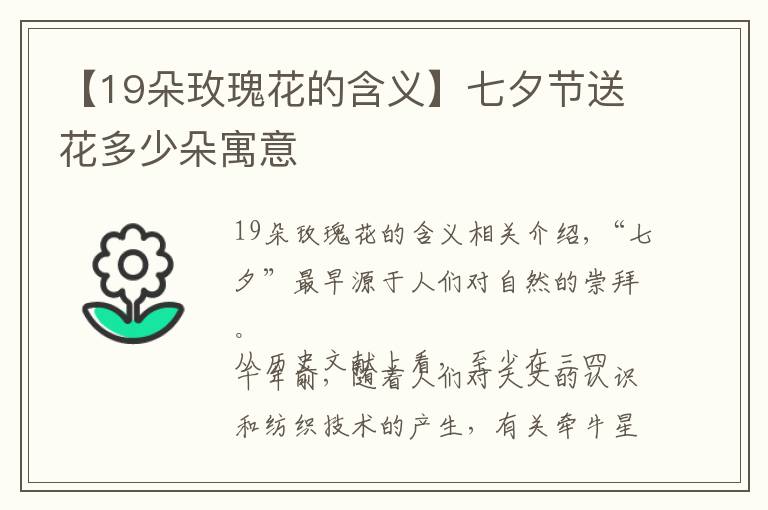 【19朵玫瑰花的含义】七夕节送花多少朵寓意