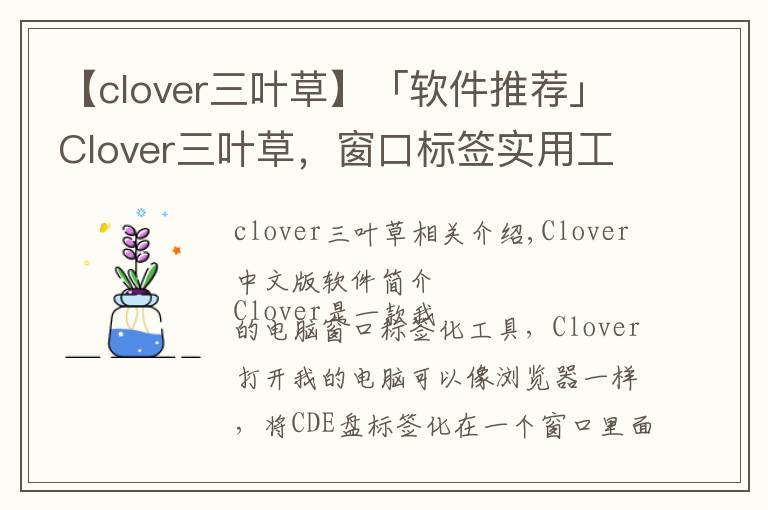 【clover三叶草】「软件推荐」Clover三叶草，窗口标签实用工具软件