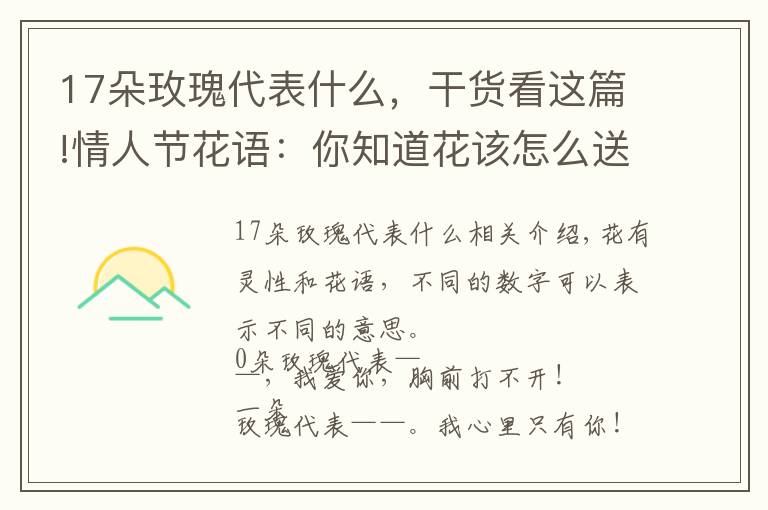 17朵玫瑰代表什么，干货看这篇!情人节花语：你知道花该怎么送吗？文章配图