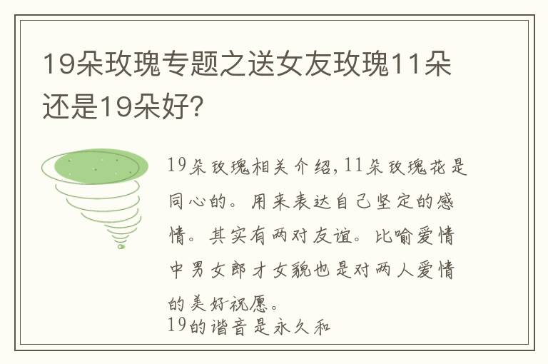 19朵玫瑰专题之送女友玫瑰11朵还是19朵好？