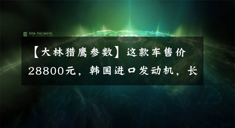 【大林猎鹰参数】这款车售价28800元，韩国进口发动机，长途摩旅首选，极速133km！