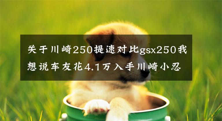 关于川崎250提速对比gsx250我想说车友花4.1万入手川崎小忍者250，高速给力起速慢，半年后想换车