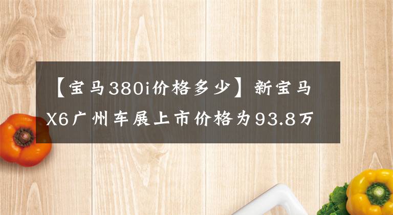 【宝马380i价格多少】新宝马X6广州车展上市价格为93.8万件