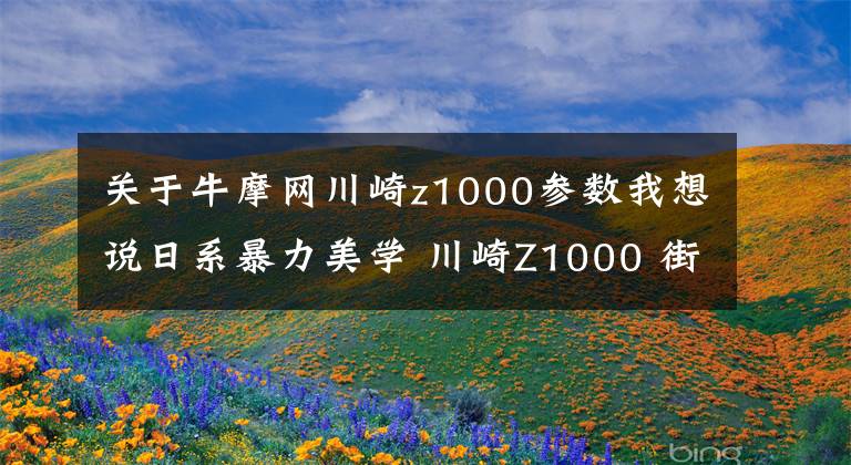 关于牛摩网川崎z1000参数我想说日系暴力美学 川崎Z1000 街车巅峰之作