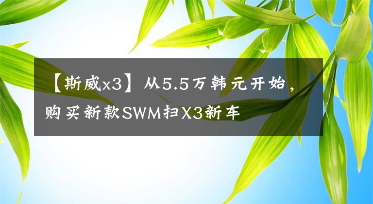 【斯威x3】从5.5万韩元开始，购买新款SWM扫X3新车