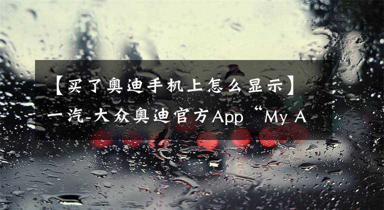 【买了奥迪手机上怎么显示】一汽-大众奥迪官方App“My Audi App”2.0新版