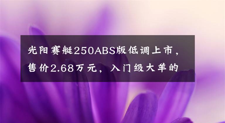 光阳赛艇250ABS版低调上市，售价2.68万元，入门级大羊的首选车型