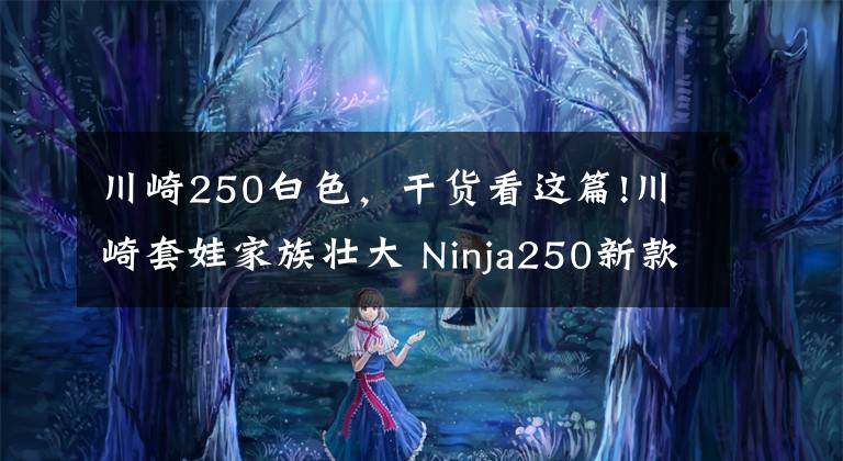 川崎250白色，干货看这篇!川崎套娃家族壮大 Ninja250新款日本上市