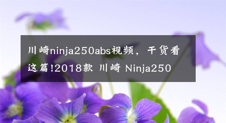 川崎ninja250abs视频，干货看这篇!2018款 川崎 Ninja250