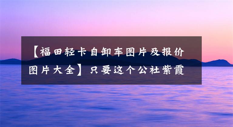 【福田轻卡自卸车图片及报价图片大全】只要这个公社紫霞车15万韩元，村里的3763人都称它为蓝卡中街王