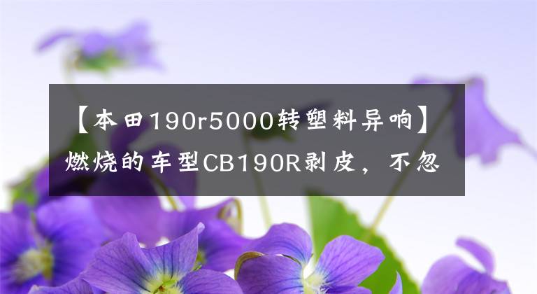 【本田190r5000转塑料异响】燃烧的车型CB190R剥皮，不忽略“自主设计”。果然是辆好车！