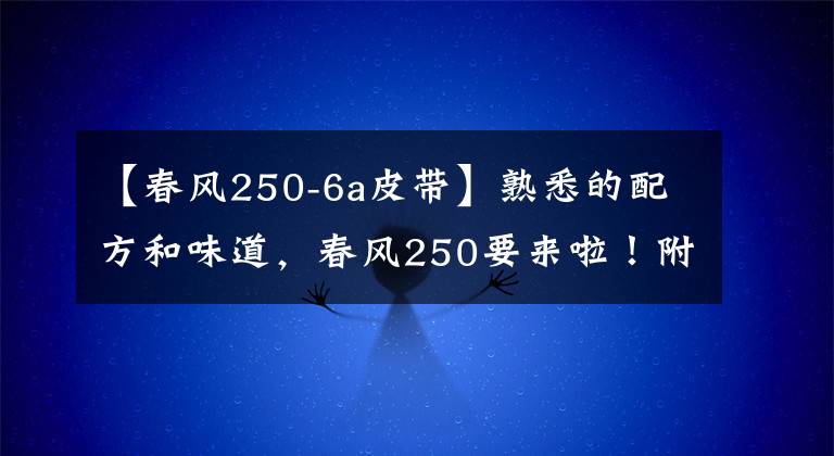 【春风250-6a皮带】熟悉的配方和味道，春风250要来啦！附国内在售250街车盘点