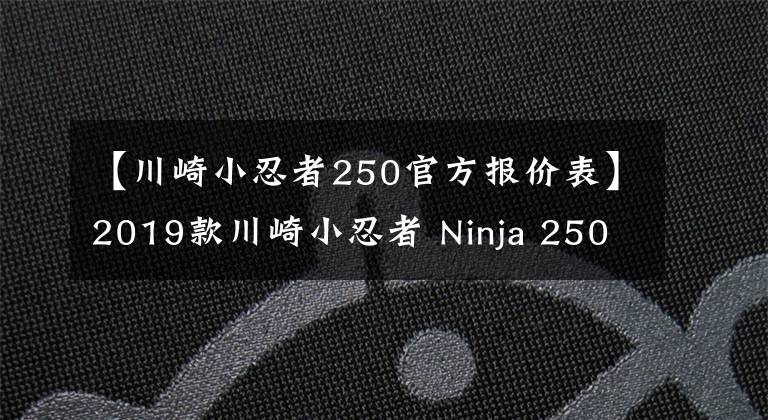 【川崎小忍者250官方报价表】2019款川崎小忍者 Ninja 250 试驾体会 海量高清图片鉴赏