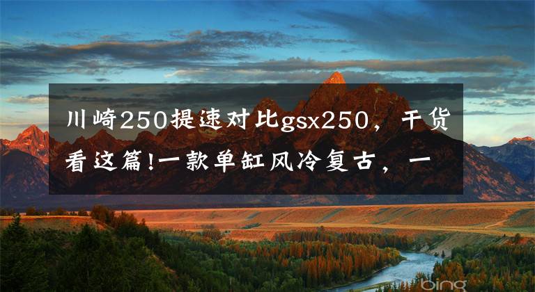 川崎250提速对比gsx250，干货看这篇!一款单缸风冷复古，一款水冷双缸仿赛，谁更适合城市代步