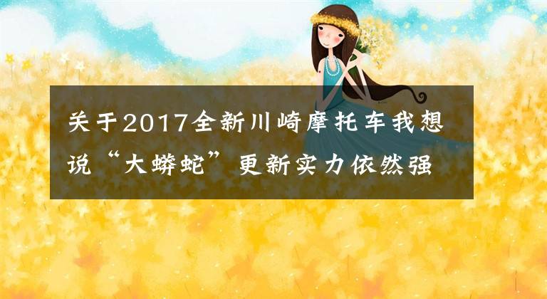 关于2017全新川崎摩托车我想说“大蟒蛇”更新实力依然强劲 川崎Z1000新款到港实拍