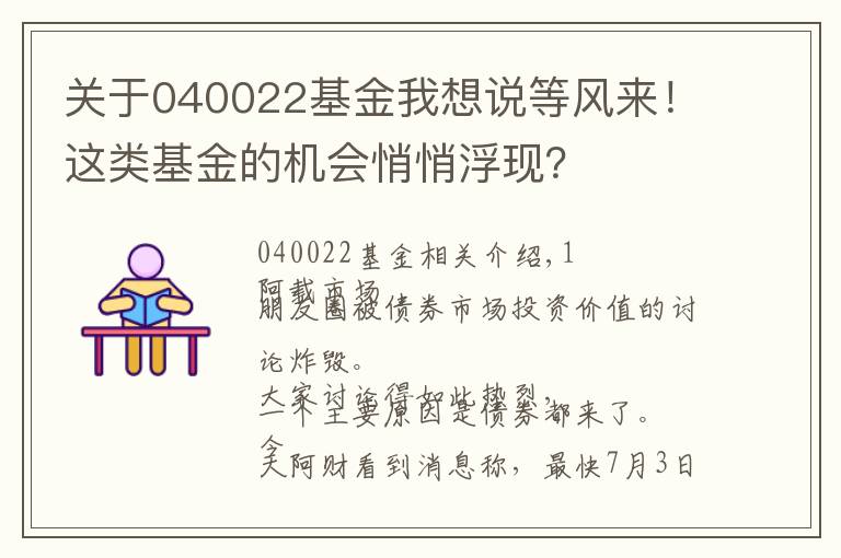 关于040022基金我想说等风来！这类基金的机会悄悄浮现？