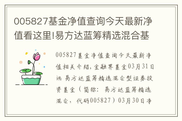 005827基金净值查询今天最新净值看这里!易方达蓝筹精选混合基金最新净值跌幅达1.51%