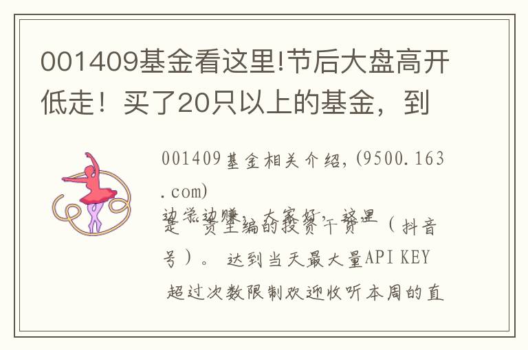 001409基金看这里!节后大盘高开低走！买了20只以上的基金，到底要怎么精简？