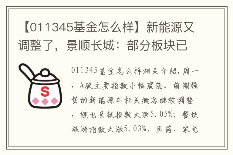 【011345基金怎么样】新能源又调整了，景顺长城：部分板块已演绎至较为充分的位置