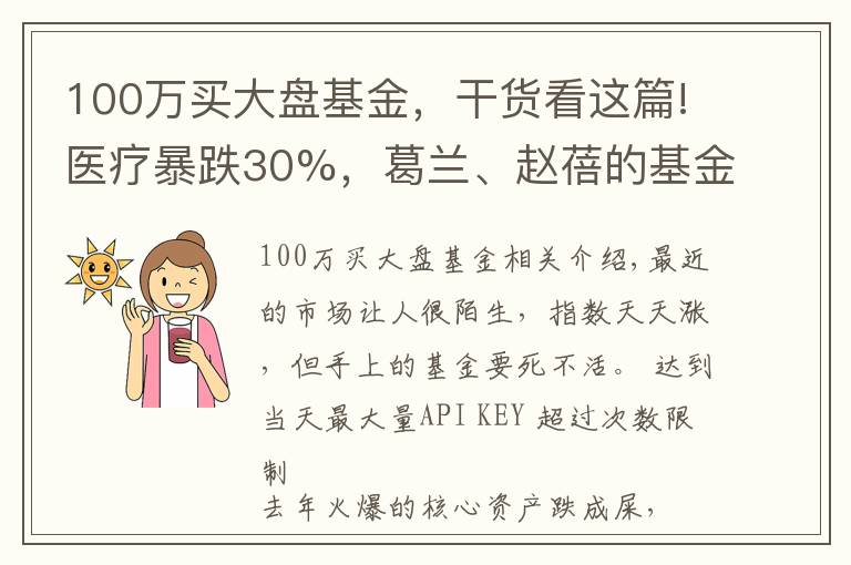 100万买大盘基金，干货看这篇!医疗暴跌30%，葛兰、赵蓓的基金可以抄底了吗？