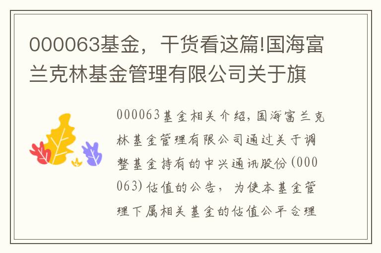 000063基金，干货看这篇!国海富兰克林基金管理有限公司关于旗下基金所持中兴通讯股票（000063）估值调整的公告