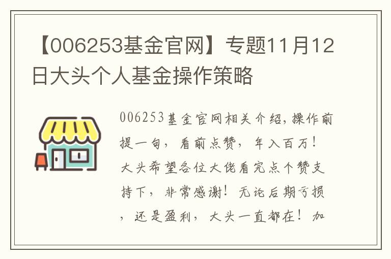 【006253基金官网】专题11月12日大头个人基金操作策略