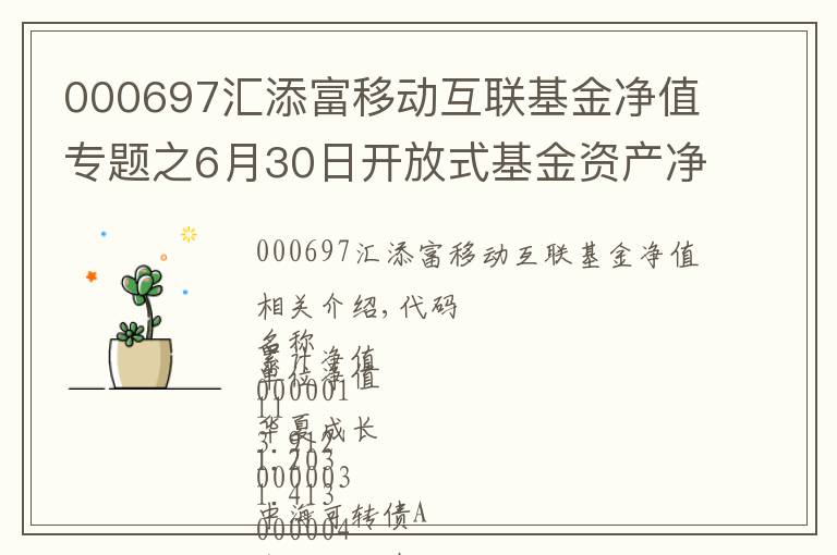 000697汇添富移动互联基金净值专题之6月30日开放式基金资产净值日报表