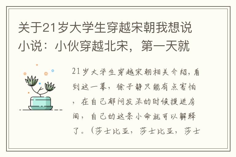 关于21岁大学生穿越宋朝我想说小说：小伙穿越北宋，第一天就被人绑架，原因竟是他长得太好看了