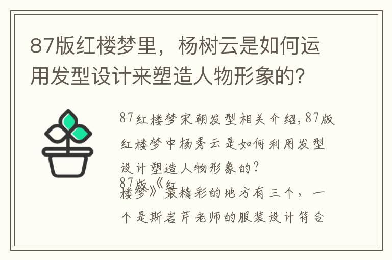 87版红楼梦里，杨树云是如何运用发型设计来塑造人物形象的？